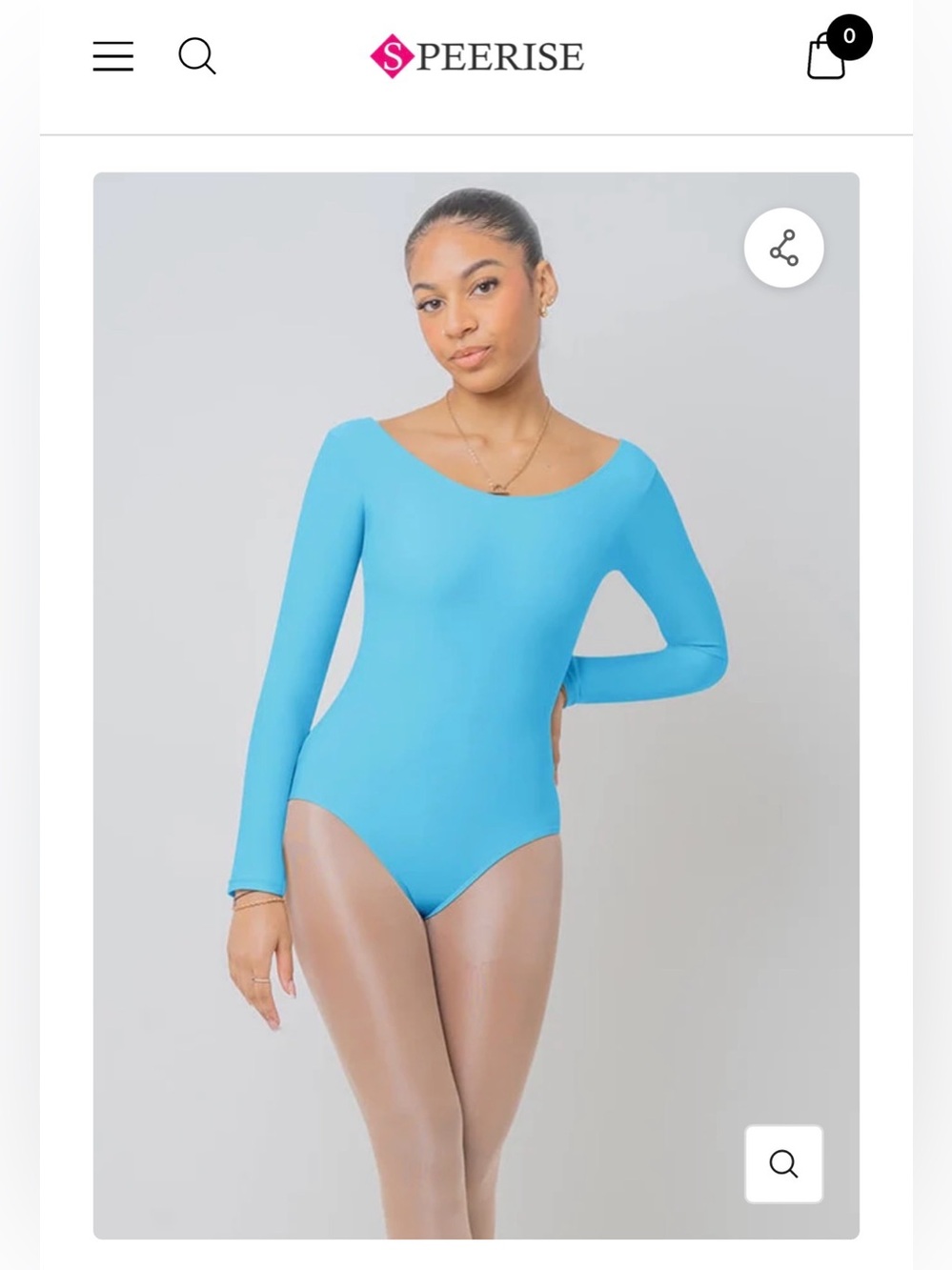 Womenโs large Long-Sleeve One-Piece leotard scoop neck in Bright Turquoise